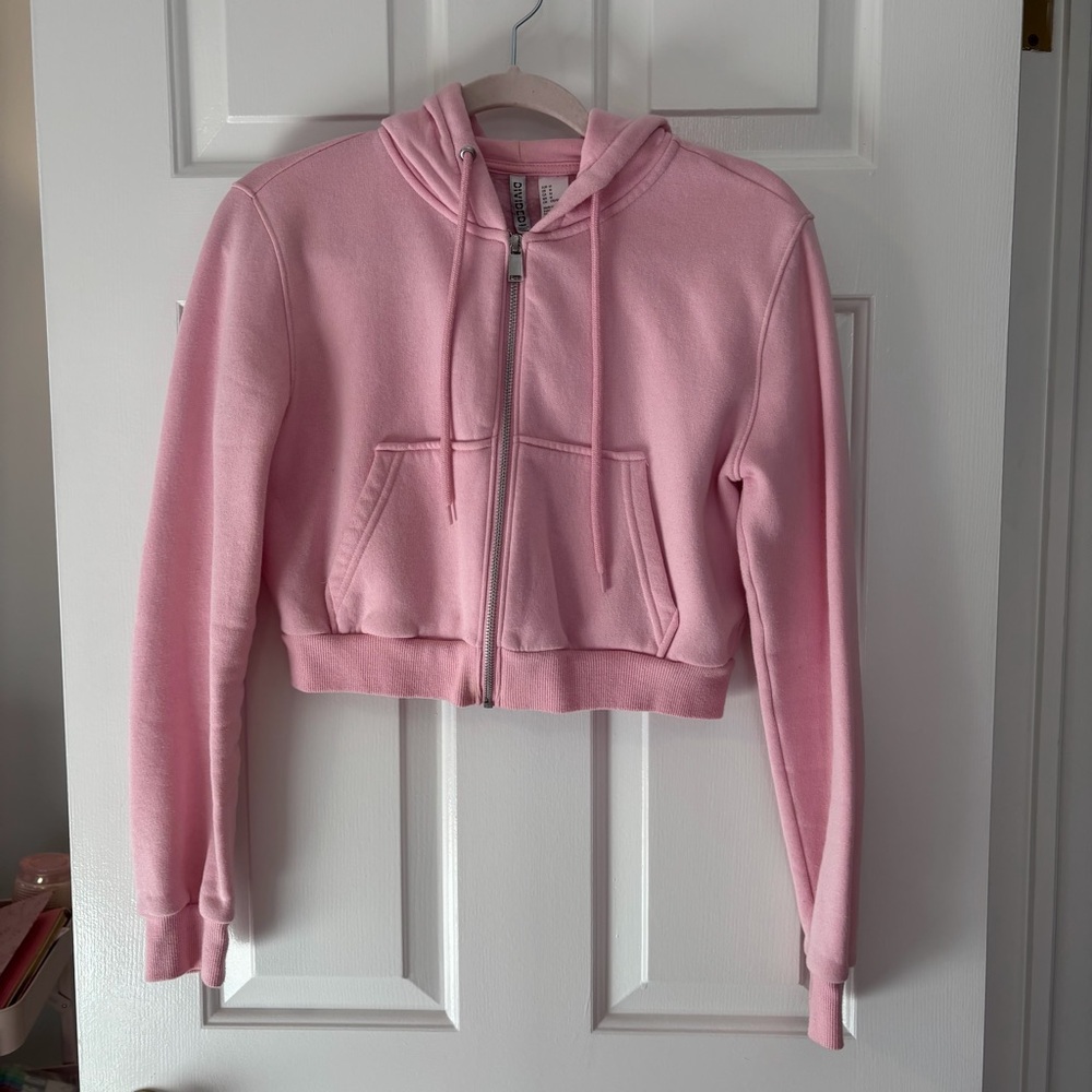 Divided Pink Cropped Hoodie